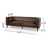 90" Contemporary 3-Seater Sofa with Tufted Diamond Stitch, Rolled Accent Pillows, and Wood-Like Accents - 2 of 4