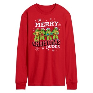 Men's - Teenage Mutant Ninja Turtles - Merry Christmas Dude Long Sleeve Graphic T-Shirt - 1 of 3
