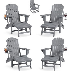 coucheta Folding Adirondack Outdoor Rocking Chairs With Two Cup Holders Set of 4,HDPE All Weather Outdoor Rocking Chair,for Patio,Porch,Backyard,Grey - 1 of 4