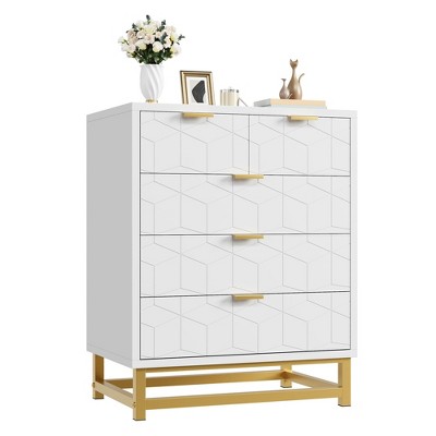 Whizmax Modern Dresser w/ Metal Legs & Wide Drawers - Large Storage Chest for Bedroom, Living Room