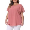 Agnes Orinda Women's Plus Size Chiffon 2-Layered Ruffle Short Sleeve Round Neck Top - 2 of 4