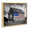 Stupell Industries Black & White Barn with American Flag Floating Frame Canvas Art - 2 of 4
