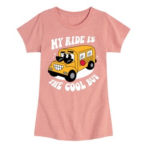 Girls' - Instant Message - Cool School Bus Fitted Short Sleeve Graphic T-Shirt - 1 of 4