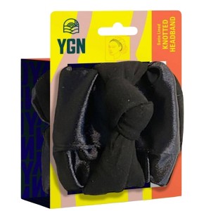 You Go Natural Satin Lined Knotted Headband - Black - 1 of 4