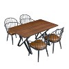 5 Piece Dining Table Set Dining Set with 4 Dining Chairs and Round/Square Table, Black+Natural/Walnut-Merax - 4 of 4