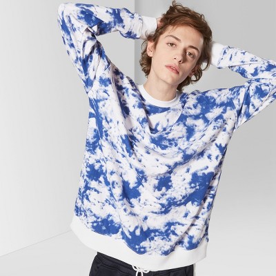 Men s Long Sleeve Drop Shoulder Tie Dye Crew Pullover Sweatshirt