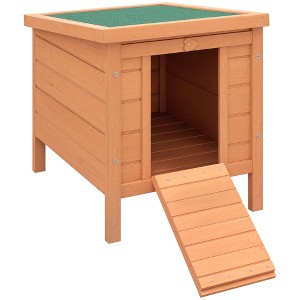 SKYONE Weatherproof Fir Wood Small Animal Hutch with Hinged Roof & Raised Floor - Ideal for - 1 of 4