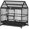 PawHut 48" Heavy Duty Dog Crate, Strong Steel Large Dog Crate with 4 Lockable Wheels, Double Doors, and Removable Tray, for XL and L Dogs, Black - 4 of 4