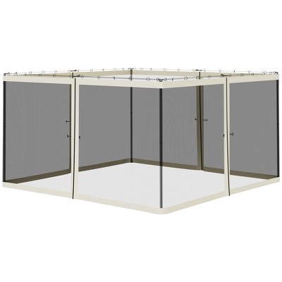 Beige Outdoor Polyester Mesh Sidewall Netting for Gazebos