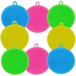 5 Star Super Deals Magic Silicone Sponge Scrubber - 8pc  BPA Free Dish Cleaning Brush, Reusable Kitchen Scrubbers, Eco-Friendly Rubber Sponges 8pc - 1 of 4
