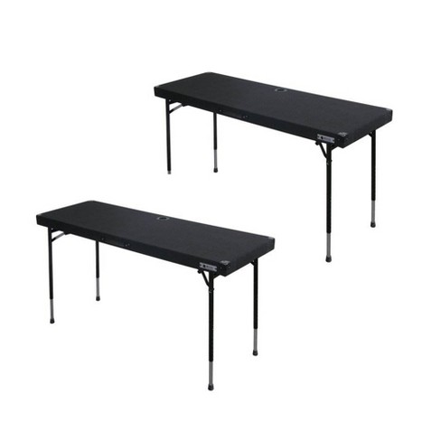 Odyssey CTBC2060 Portable Pro DJ Work Table w/ Adjustable Folding Legs (2  Pack)