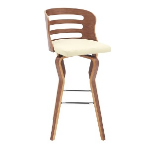 30" Verne Barstool with Faux Leather and Wood Finish - Armen Living - 1 of 4