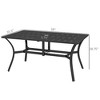 Outsunny Rectangle Outdoor Dining Table for 6 People, Steel Rectangular Patio Table with Umbrella Hole, Steel Frame for Garden, Balcony, Black - 3 of 4