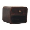 HomeRoots 16" Walnut Solid Wood Round One Drawer Floating Nightstand - 4 of 4