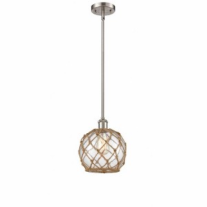 Farmhouse Rope - 1 Light Stem Hung Mini Pendant In Industrial Style-10 Inches Tall and 8 Inches Wide - 1 of 1
