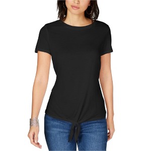 I.N.C International Concepts Womens Tie-Front Basic T-Shirt, Black, Large - 1 of 1