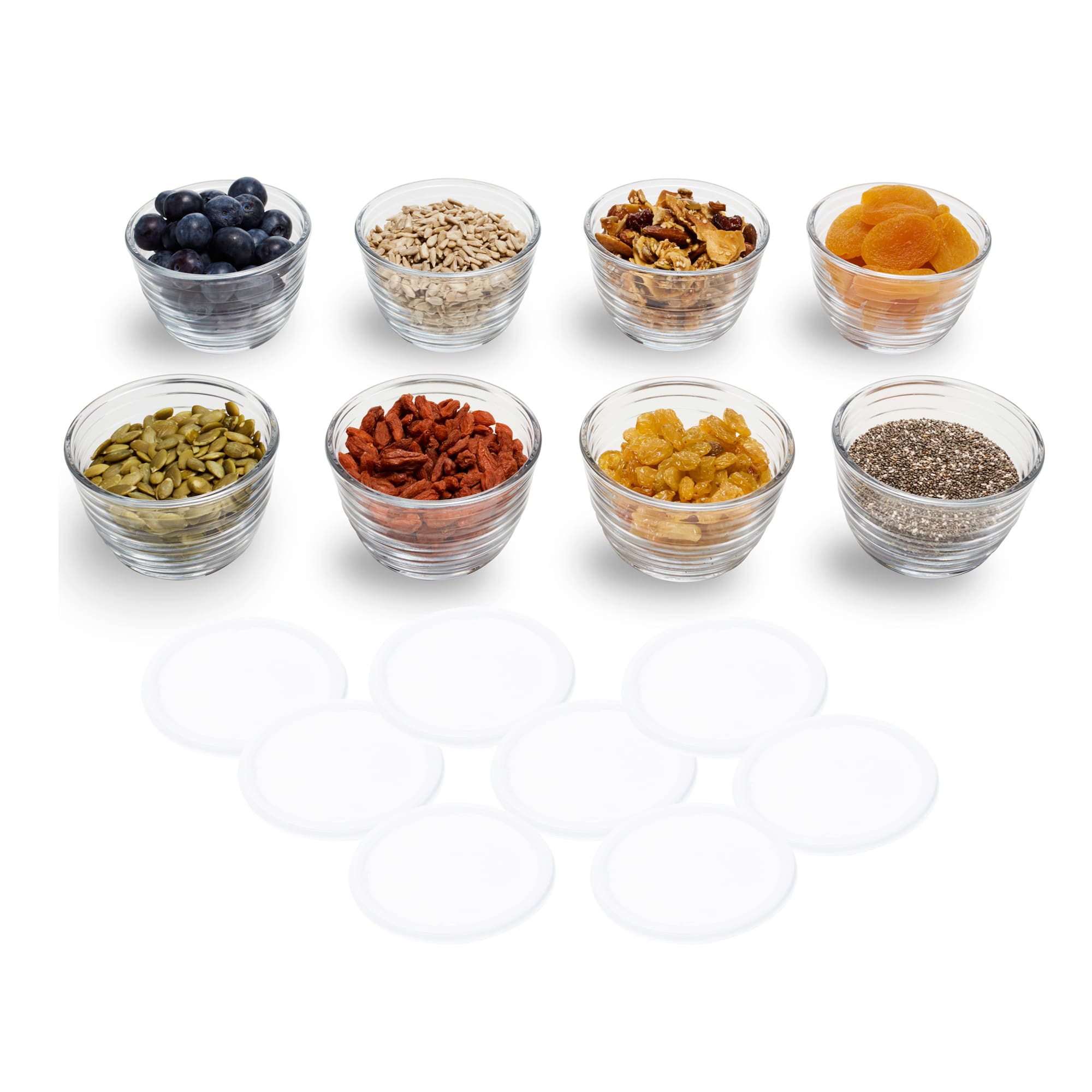 Libbey Small Glass Bowls with Lids, 6.25 ounce, Set of 8