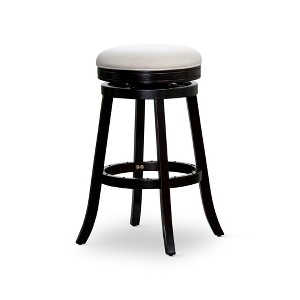 30" Bar Height Backless Swivel Stool with Padded Seat and Finish, Solid Hardwood Frame for Kitchen or Bar - 1 of 4