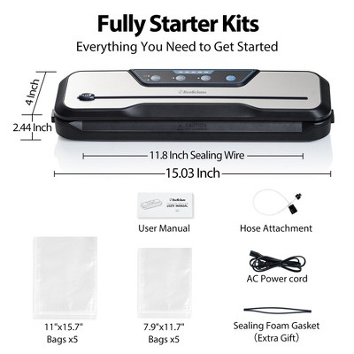 Beelicious Compact Stainless Steel Vacuum Sealer Machine with Starter Kit