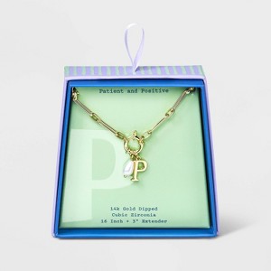 14K Gold Dipped Pearl Charm on Chain Initial Necklace - A New Day Gold - 1 of 4
