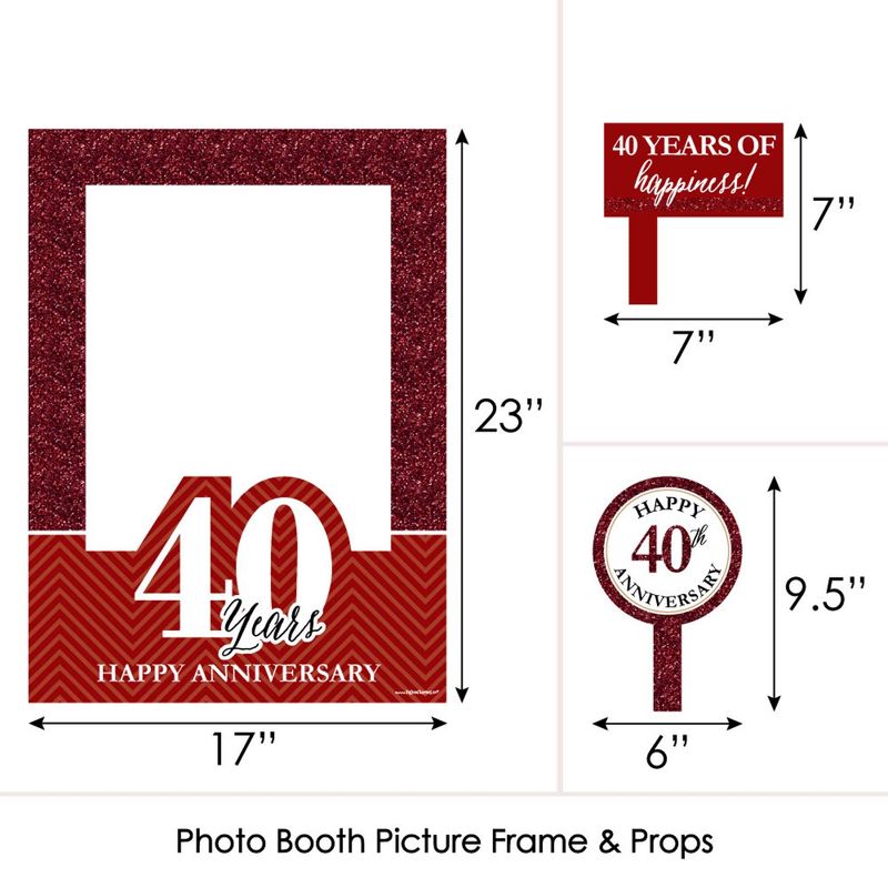 Big Dot of Happiness We Still Do - 40th Wedding Anniversary Selfie Photo Booth Picture Frame & Props - Printed on Sturdy Material, 5 of 8