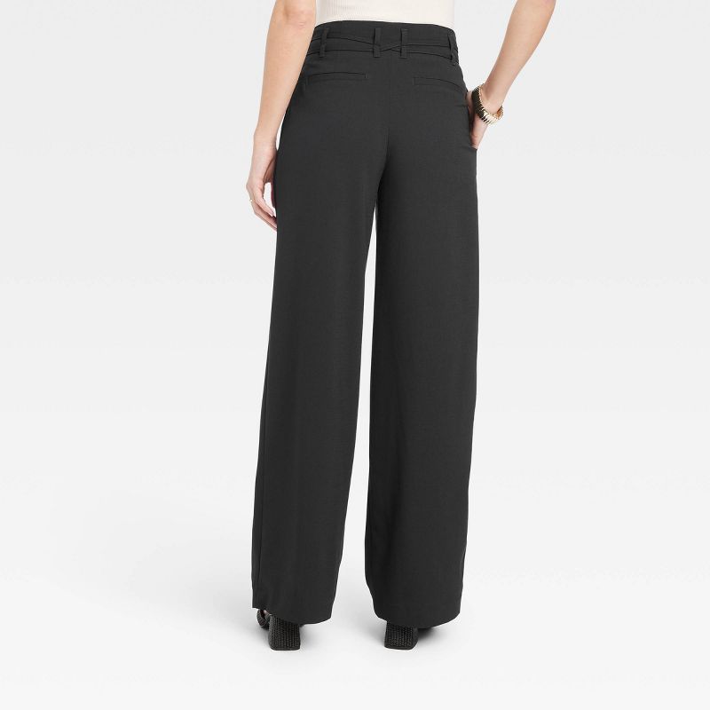 Women's High-Rise Wrap Tie Wide Leg Trousers - A New Day™, 3 of 9