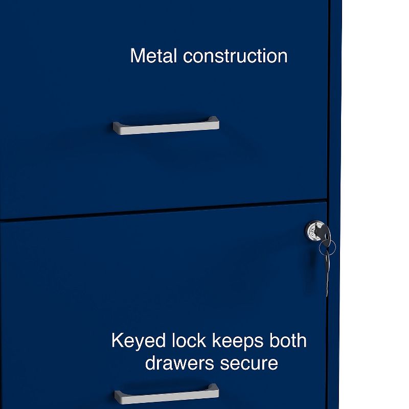 Staples 2-Drawer Light Duty Vertical File Cabinet Locking Letter Blue 18" (24362) ST60052-CC, 5 of 10