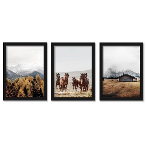 Americanflat Farmhouse Animal (set Of 3) Wild Horses By Tanya