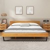 1 Piece Platform Bed Frame, Pine Wood and Black Iron, Slatted Headboard, No Mattress Included - Baofuwish - 2 of 4