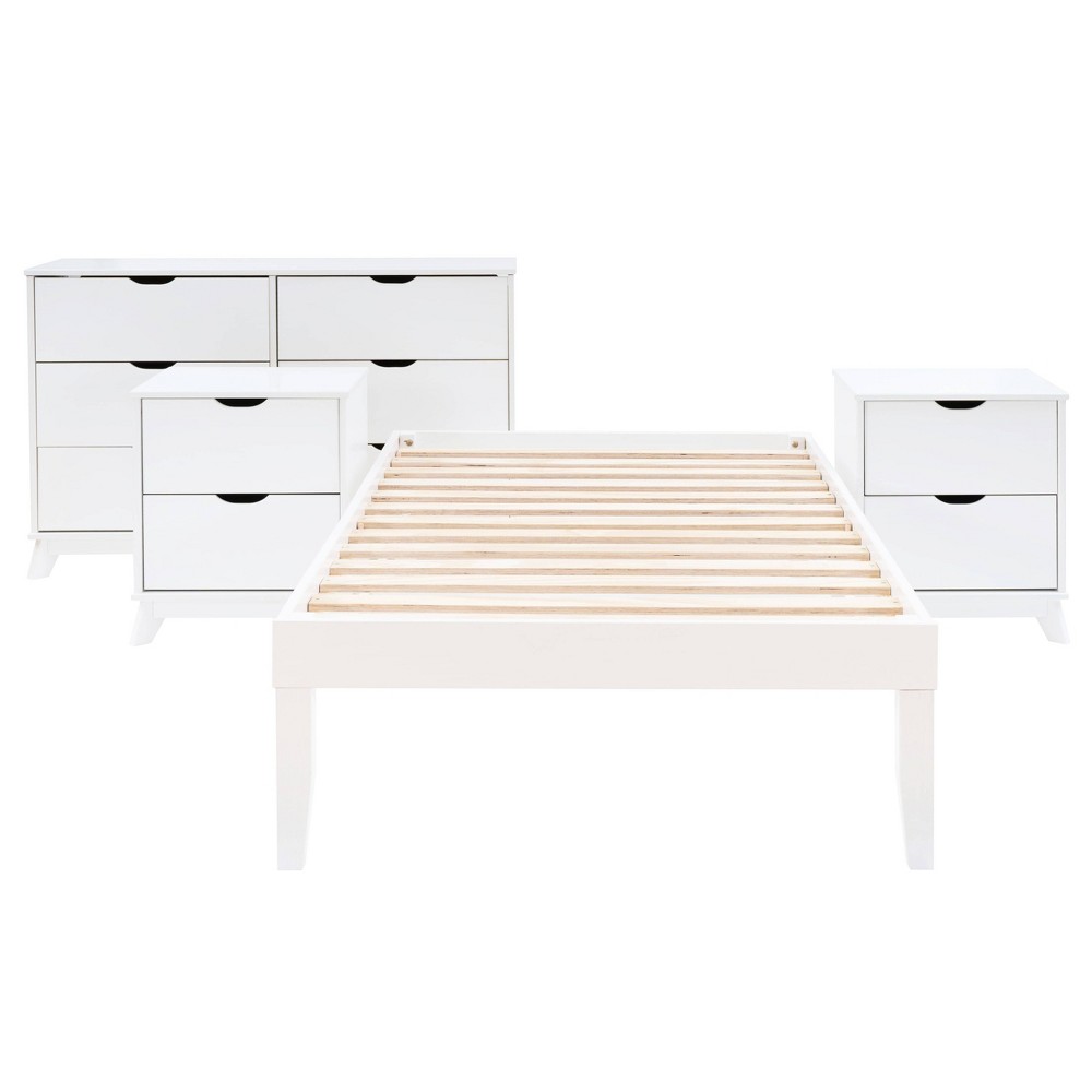 Powell Pensy Twin Platform Bed Dresser and 2 Nightstands White