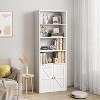 Farmhouse 71.4in Tall Bookcase with Doors 11.8in Depth Display Storage Shelves Industrial Bookcases Wooden 6 Shelf Bookshelves for Home Office - 3 of 4