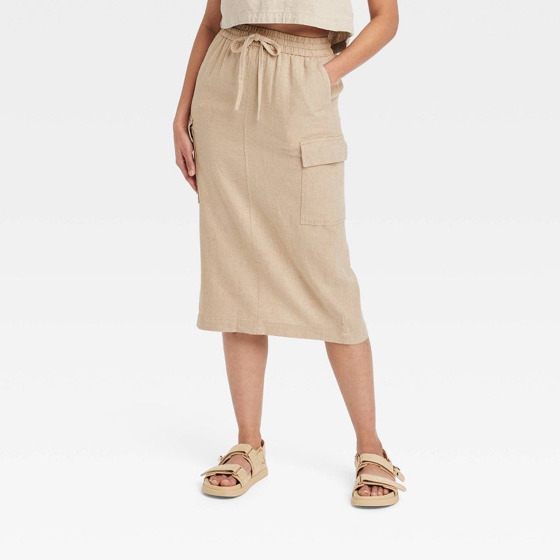 Women's Linen Midi Skirt - A New Day™, 1 of 10