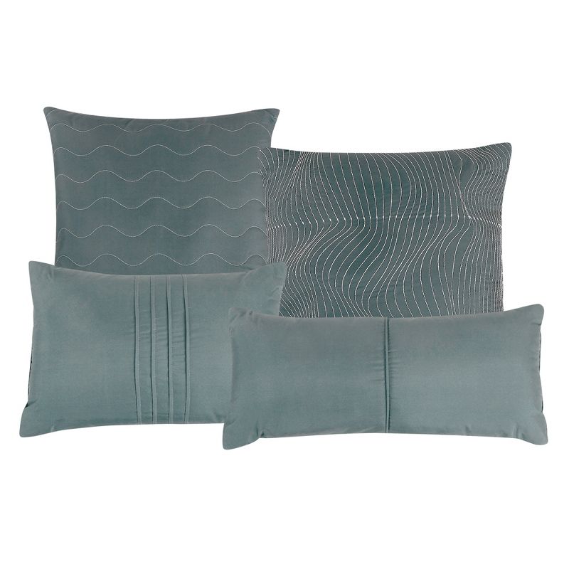 Esca Lena  Fashionable & Luxurious 7pc Comforter Set:1 Comforter, 2 Shams, 2 Cushions, 1 Decorative Pillow, 1 Breakfast Pillow, 3 of 6