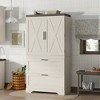 Vynxaria Modern Farmhouse Style Wooden Cabinet with Sturdy Frame with Inside Door Storage Divider with Drawers for Living Room - 2 of 4