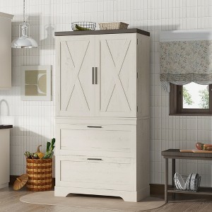 TIRAMISUBEST Modern Farmhouse Style Wooden Cabinet with Drawers,Sturdy Frame - 1 of 4