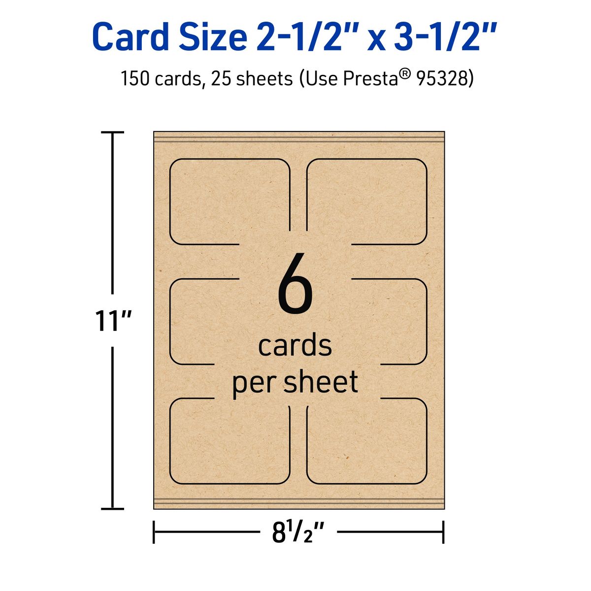 2-1/2" x 3-1/2" Rectangle Rounded Corners, Kraft Brown Business Cards - thumbnail 5
