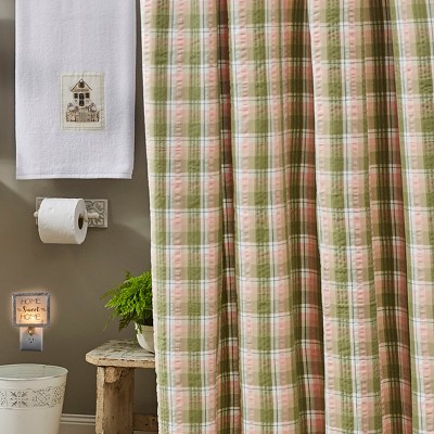 Butterfly Garden Plaid Fabric Shower Curtain 72" x 72"