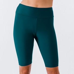 Calypsa Women's Chlorine Resistant High Waisted Long Bike Swim Shorts - 1 of 4