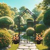 Lirago Black Metal Garden Arch-Galvanized Iron Trellis Rose Arch Outdoor Garden Decor with Gate Design 16.92"Dx97.24"Hx80.7"W - 3 of 4