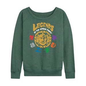 Women's - Legends of The Hidden Temple - I'm a Purple Parrot Lightweight French Terry Wide Neck Long Sleeve Shirt - 1 of 4