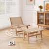Costway 1/2 PCS Teak Wood Ottoman Footstool with Braided Rope for Living Room Bedroom Office - 4 of 4
