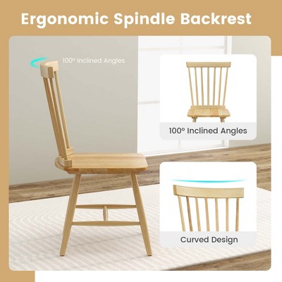 Natural Rubber Wood High Back Windsor Side Chairs