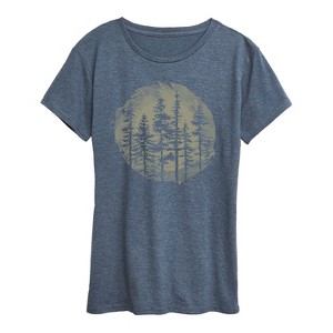 Women's - Instant Message - Watercolor Pine Trees Short Sleeve Graphic T-Shirt - 1 of 4