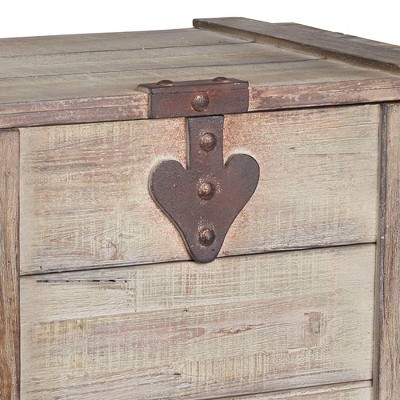 Small Antiqued Gray Wooden Decorative Storage Trunk