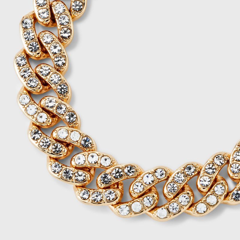 SUGARFIX by BaubleBar Gold and Crystal Curb Chain Bracelet - Gold, 4 of 7