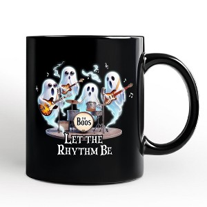 Let the Rhythm Be Ghost Band Personalized Mug, Whimsical Rock Music Gift with Custom Name Black 12oz - 1 of 4