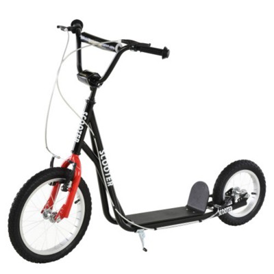 Maggift Kick Scooters Youth Scooter Teens Kick Scooter, Adjustable Handlebar Ride On Toy Dual Brakes Inflatable Wheels, Black, 53.25"*22.75"*34.75"