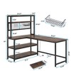 Resenkos Computer Desk, Gaming Desk,55" Reversible L-Shaped Desk with Wireless Charging & Shelves,Brown - 2 of 4