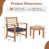Costway 3 PCS Outdoor Furniture Set Acacia Wood Conversation Set with Soft Seat Cushions White/Grey/Navy - 3 of 4