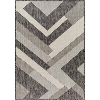 Mark & Day Chade 5'3"x7' Rectangle Woven Indoor & Outdoor Area Rugs Black/Ivory: Geometric, Stain-Resistant, Modern Decor